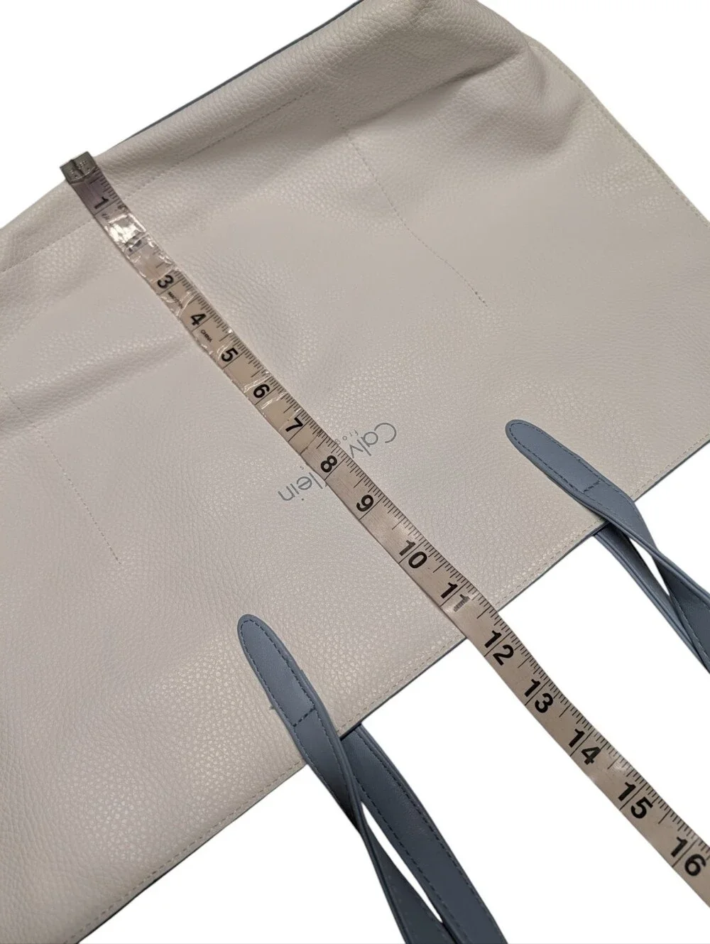 Calvin Klein Fragrances Women's White Tote Bag Blue Straps Large Promotional